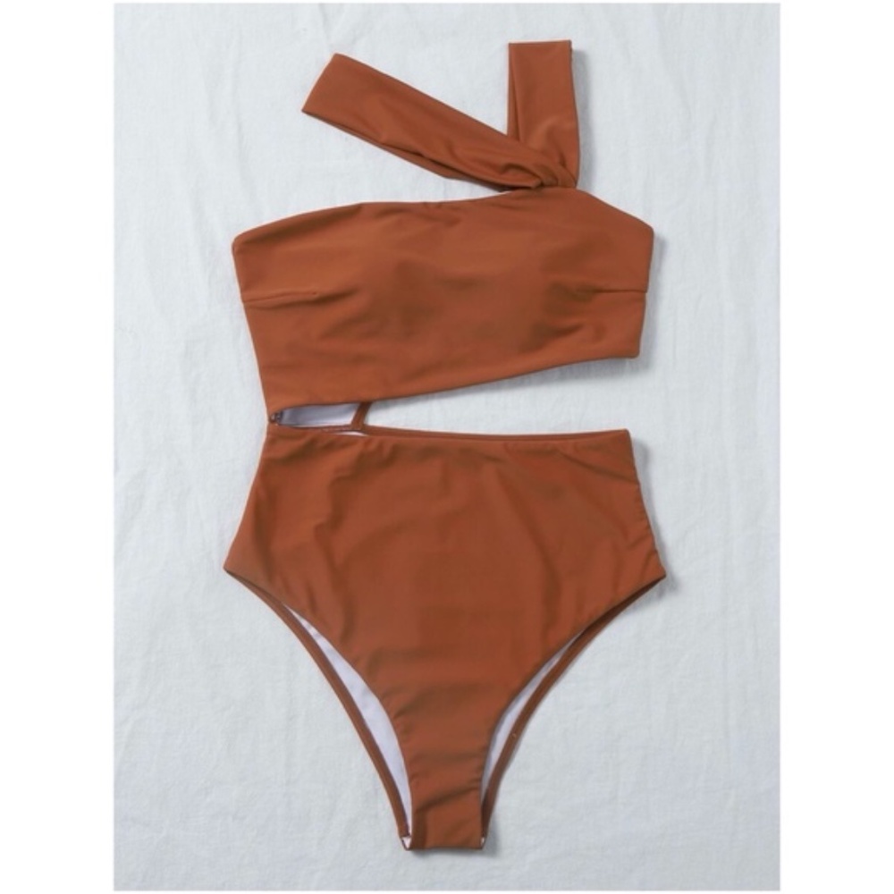 Red cut out high waist strappy monokini One Piece Swim - Picture 4 of 9